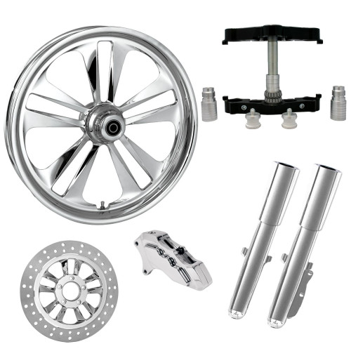 PartzBiz HD: 4420275-ล้อยาง Crank Chrome 23” ด้านเดียวพร้อมท่อนล่างและตัวเลื่อนแบบ Raked Triple Trees | ข้อเหวี่ยง-SNGL-CHR-KIT-23PCKG
