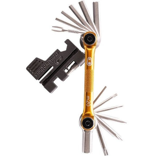 PartzBiz HD: 4420284-Crankbrothers 16405 M20 Multitool Hex Torx ประแจเครื่องมือโซ่ทอง/สีดำ PartzBiz HD: 4420284-Crankbrothers 16405 M20 Multitool Hex Torx ประแจเครื่องมือโซ่ทอง/สีดำ