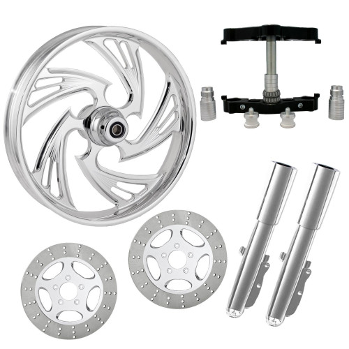 PartzBiz HD: 4420259-Crisis Chrome 23" Wheel Tire Dual Rotors w/ Raked Triple Trees Lowers & Sliders | CRISIS-DUAL-CHR-KIT-PCKG PartzBiz HD: 4420259-Crisis Chrome 23" Wheel Tire Dual Rotors w/ Raked Triple Trees Lowers & Sliders | CRISIS-DUAL-CHR-KIT-PCKG