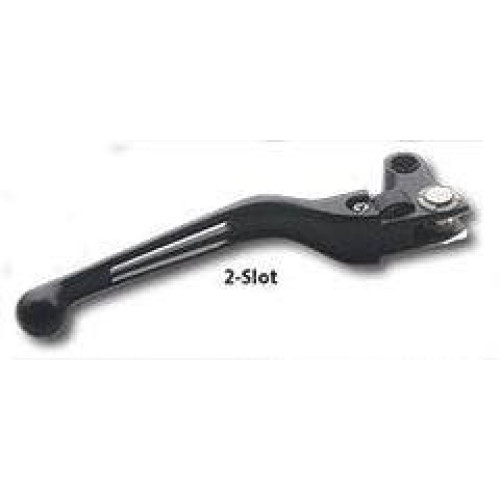 PartzBiz HD: 4420198-Custom Chrome Ergonomic 2 Slot Black Hand Levers for Harley 96-06 (ex 04-up XL) 647990