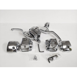 PartzBiz HD 627700 - Custom Chrome 627700 Hand Control Kit 11/16 Bore MC Harley Touring w radio 96-07