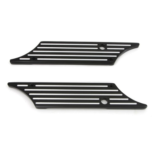 PartzBiz HD: 4420169-Custom Chrome Black Saddlebag Latch Covers For Harley Baggers FLT FLH 93-13