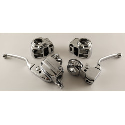 PartzBiz HD 627702 - Custom Chrome Handlebar Control 9/16" Bore Radio Cruise Kit Harley FLH/T 96-07 47-705 best buy for electra road street glide ultra 627702