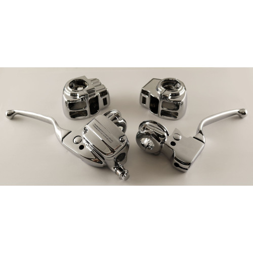 PartzBiz HD: 4420143-Custom Chrome Handlebar Control 9/16 ” Bore วิทยุ Cruise Kit Harley FLH/T 96-07 47-705 ที่ดีที่สุดสำหรับ electra road street glide ultra 627702