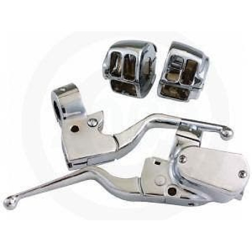 PartzBiz HD: 4420145-Custom Chrome Handlebar Control Switch Housing Levers Kit for Harley XL 07-13 | 627707