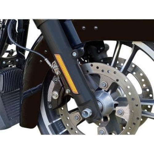 PartzBiz HD: -Custom Dynamics LED Front Fork Lightz Amber Lens Black Universal 12V CD-FORK-UNV-AB 2040-2663 20402663 motorcycle cafe bobber project honda yamaha kawasaki suzuki  electra road street glide king tri trike touring best for buy