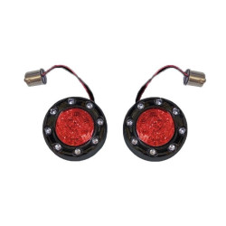 PartzBiz HD PB-BR-RR-56-BR - Custom Dynamics PRObeam¬†Black Bullet Ringz 1156 Rear LED Turn Signals Red Lens