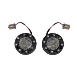PartzBiz HD PB-BR-RR-56-BS - Custom Dynamics PRObeam¬†Black Bullet Ringz 1156 Rear LED Turn Signals Smoke Lens