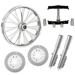 PartzBiz HD CYNICAL-DUAL-CHR-KIT-PCKG - Cynical Chrome 23" Wheel Tire Dual Rotors w/ Raked Triple Trees Lowers & Sliders | CYNICAL-DUAL-CHR-KIT-PCKG