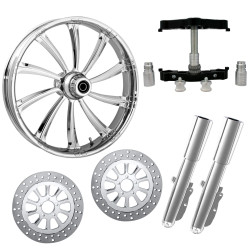PartzBiz HD CYPHER-DUAL-CHR-KIT-PCKG - Cypher Chrome 23" Wheel Tire Dual Rotors w/ Raked Triple Trees Lowers & Sliders | CYPHER-DUAL-CHR-KIT-PCKG