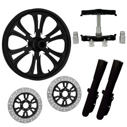 PartzBiz HD CZAR-DUAL-BLK-KIT-PCKG - Czar Black 23" Wheel Tire Dual Rotors w/ Raked Triple Trees Lowers & Sliders | CZAR-DUAL-BLK-KIT-PCKG