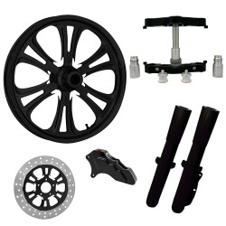 PartzBiz HD CZAR-SNGL-BLK-KIT-23PCKG - Czar Black 23" Wheel Tire Single Side w/ Raked Triple Trees Lowers & Sliders | CZAR-SNGL-BLK-KIT-23PCKG
