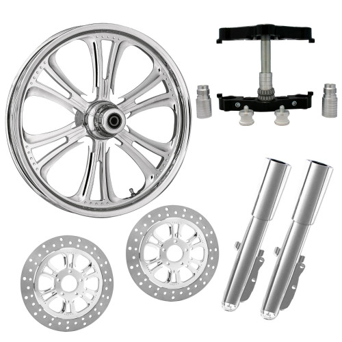PartzBiz HD: 4419053-Czar Chrome 23” ยางล้อ Dual Rotors พร้อม Raked Triple Trees Lowers & Sliders | CZAR-DUAL-CHR-KIT-PCKG