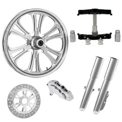 PartzBiz HD CZAR-SNGL-CHR-KIT-23PCKG - Czar Chrome 23" Wheel Tire Single Side w/ Raked Triple Trees Lowers & Sliders | CZAR-SNGL-CHR-KIT-23PCKG