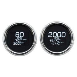 PartzBiz HD DS22120801 - Dakota Digital MLX-8496 Chrome LED MLX Series 4 เกจ SPEEDO Tach Harley 96-03 FLH FLT FLTR FLHX FLHR