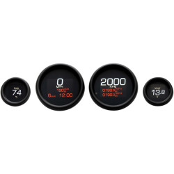 PartzBiz HD DS22120802 - Dakota Digital MLX-8496-K ไฟ LED สีดำ MLX Series 4 เกจ SPEEDO Tach Harley 96-03 FLH FLT FLTR FLHX FLHR electra Road Street Glide Touring davidson เปลี่ยนที่ดีที่สุดสำหรับ