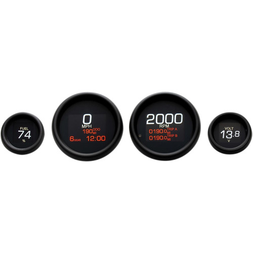 PartzBiz HD: 4418973-Dakota Digital MLX-8496-K Black LED MLX Series 4 Gauge Speedo Tach Harley 96-03 FLH FLT FLTR FLHX FLHR electra road street glide touring davidson replacement best for