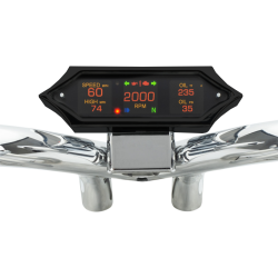 PartzBiz HD DS22100597 - Dakota Digital MLX-9000 Series เกจวัดความเร็ว Chrome Oval Universal MLX-9400