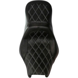 PartzBiz HD DS08011146 - Danny Grey Airhawk Weekday 2-up XL Harley Seat DD Stitch W/O Backrest Option 08-21 FL | 21-411DIAAIR