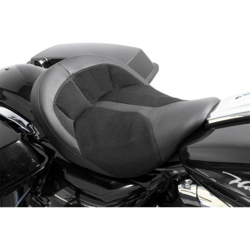 PartzBiz HD: 4418922-Danny Grey BigIST Air Black Leather Solo Wide Saddle Seat Harley Touring 08-15 | แดนนี่ เกรย์
