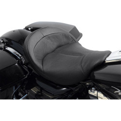 PartzBiz HD WP830-0100 - Danny Grey BigIST Air Black Vinyl Solo Wide Saddle Seat สำหรับ Harley Touring 08-15 | แดนนี่ เกรย์