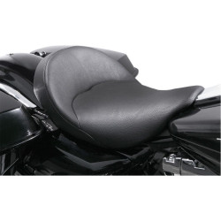 PartzBiz HD WP830-0385 - Danny Grey BigIST Black Vinyl Solo Wide Saddle Seat สำหรับ Harley Touring 08-15 | แดนนี่ เกรย์