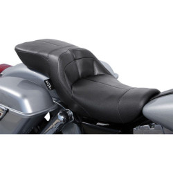 PartzBiz HD WP830-0116 - Danny Grey Black Vinyl TourIST 2-Up Air Touring Seat สำหรับ Harley Dyna 06-16 Model | FA-DGE-0316