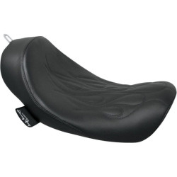 PartzBiz HD DS08030371 - Danny Grey Flame Stitch เบาะไวนิลสีดำ Buttcrack Solo สำหรับ Harley Dyna 06-16 | 22-603F