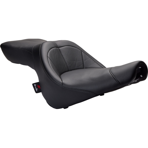 PartzBiz HD: 4418852-Danny Grey Tourist 2-up Air Seat ไวนิลสีดำ Harley สำหรับ 06-10 FXST 07-17 FLSTF/B | FA-DGE-0317