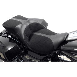 PartzBiz HD WP830-0118 - Danny Grey TourIST 2-Up Air Touring เบาะหนังสีดำสำหรับ Harley FLH/T 08-15 | แดนนี่ เกรย์