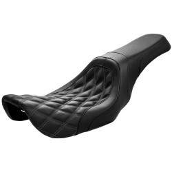PartzBiz HD WP830-0158 - Danny Grey Weekday 2-Up Seat Leather Diamond Stitch Harley Dyna 06-17