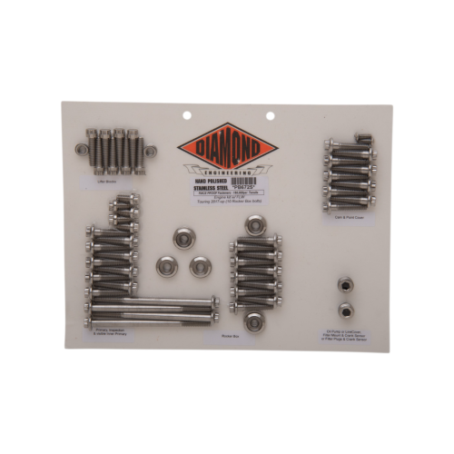 PartzBiz HD: 4418729-Diamond 12 Point Polished Stainless Engine Bolt Kit For Harley Touring M8 FLH FLT 17-