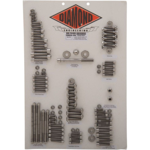 PartzBiz HD: 4418734-Diamond Engineering DE6079HP Stainless Steel Engine Bolt Kit Harley Softail M8 best new upgrade replacement touring bagger dresser transmission drivetrain hardware fasteners