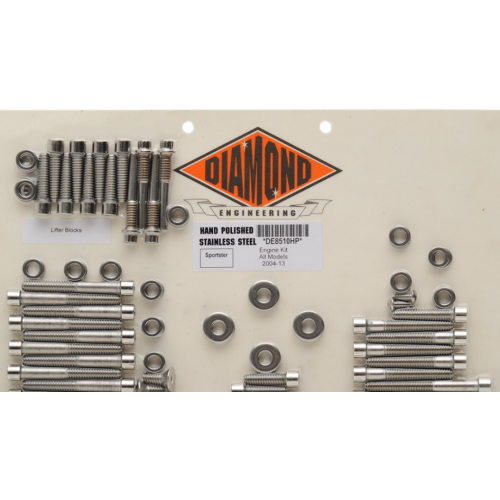 PartzBiz HD: 4418735-Diamond Engineering OEM Polished Stainless Steel Engine Bolt Kit Sportster 04-15 | DE8510P