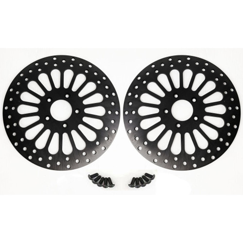 PartzBiz HD: 4418665-DNA Black Super Spoke Dual Front 11.5 ดิสก์โรเตอร์ Harley Touring FLH/T