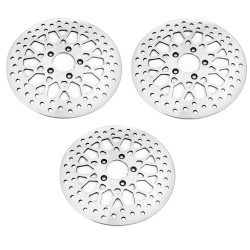 PartzBiz HD M-RT-2160 (x2) / M-RT-2162 EP-13274 X2 & EP-13330 - DNA High Polished Mesh Dual Front & Rear 11.5 Disc Rotors Harley Touring 00-07 | M-RT-2162