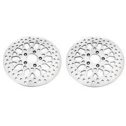 PartzBiz HD M-RT-2160 / M-RT-2162 / EP-13330 / EP-13274 - DNA High Polished Mesh Single Front  & Rear 11.5 Disc Rotors Harley Softail Dyna XL | M-RT-2162