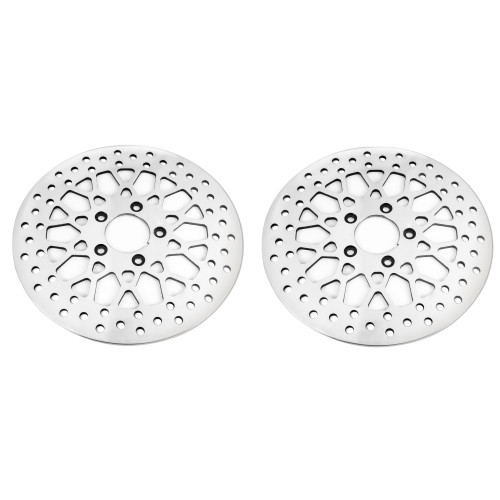 PartzBiz HD: 4418517-DNA High Polished Mesh Single ด้านหน้าและด้านหลัง 11.5 Disc Rotors Harley Softail Dyna XL | M-RT-2162 PartzBiz HD: 4418517-DNA High Polished Mesh Single ด้านหน้าและด้านหลัง 11.5 Disc Rotors Harley Softail Dyna XL | M-RT-2162
