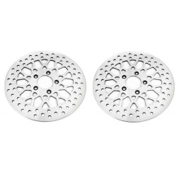 PartzBiz HD M-RT-1160 (x2) / EP-13274 (x2) - DNA Mesh Polished Dual Front 11.8 Disc Rotors Harley Touring 08-13 (Pair) | M-RT-1160