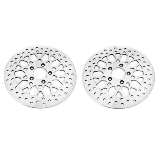 PartzBiz HD: 4418523-DNA Mesh Polished Dual Front 11.8 Disc Rotors Harley Touring 08-13 (คู่) | M-RT-1160