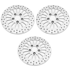 PartzBiz HD M-RT-1100(x2)/ EP-13274(x2)/  M-RT-1102/ EP-13330 - DNA Super Spoke Dual Front & Single Rear Polished Rotors 08-13 Harley Touring 044286 044479 M-RT-1100 M-RT-1102