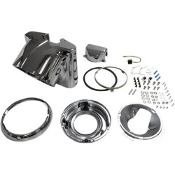 PartzBiz HD DS20011481 - Drag 2001-1481 Chrome Nacelle Headlight Cowl Kit 01-17 Harley Softail FLST 2001-1481 20011481