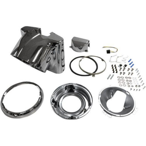 PartzBiz HD: 4418339-Drag 2001-1481 Chrome Nacelle Headlight Cowl Kit 01-17 Harley Softail FLST 2001-1481 20011481
