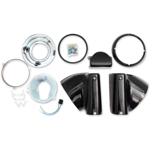 PartzBiz HD: 4418340-Drag 2001-1482 Black Nacelle Headlight Cowl Kit 01-17 Harley Softail FLST 2001-1482 20011482