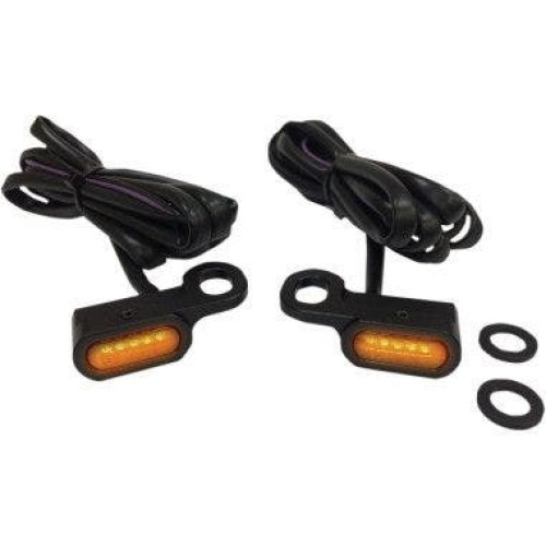 PartzBiz HD: 4418343-Drag 2040-2130 Black Amber Lens LED Handlebar Marker Lights 09-17 Harley FL VROD 2040-2130 20402130