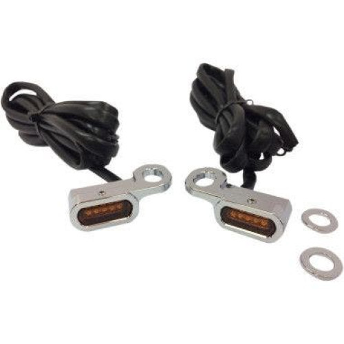 PartzBiz HD: 4418347-Drag 2040-2132 Chrome Amber Lens LED Handlebar Marker Light 96-17 Harley FL FX XL 2032-2140 20402132