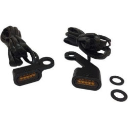 PartzBiz HD DS20402142 - Drag 2040-2142 Black Amber Lens LED Handlebar Marker Light 09-18 Harley FL FX 20402142
