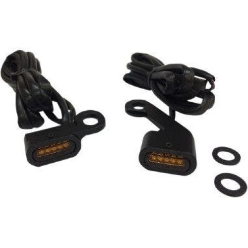 PartzBiz HD: 4418316-Drag 2040-2142 Black Amber Lens LED Handlebar Marker Light 09-18 Harley FL FX 20402142