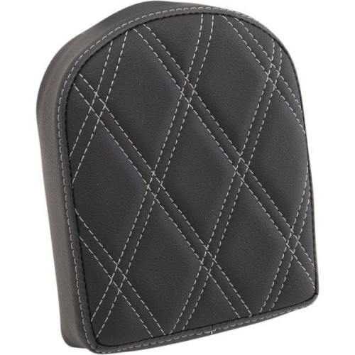 PartzBiz HD: 4418331-Drag 7" Sissy Bar Pad Silver Double Diamond Vinyl Harley & Custom 0822-0444