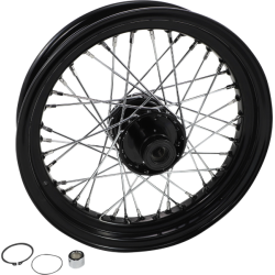 PartzBiz HD DS02030665 - Drag Black 16 x 3 40 Spoke Front Wheel Single Disc No ABS Harley Softail 86-99